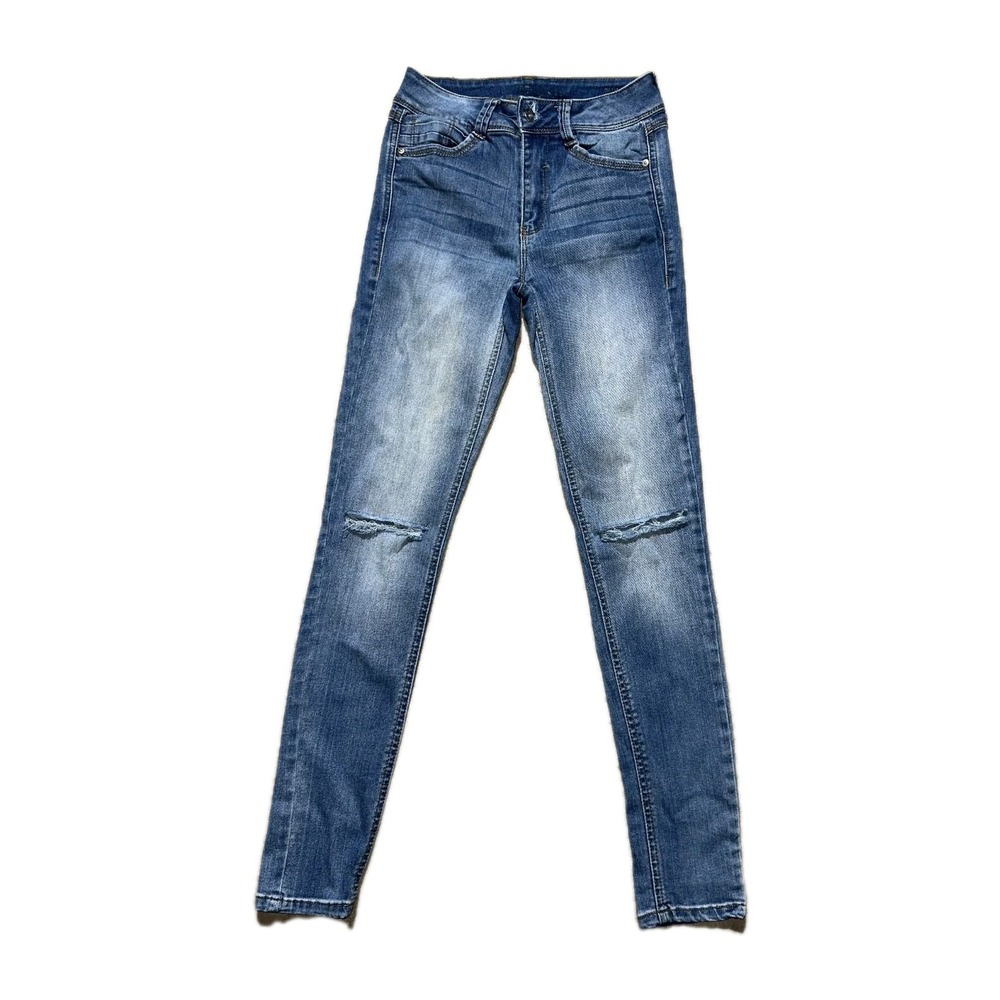 Rewash Brand Women's Blue Denim Distressed Stretch‎ Skinny Jeans Size 0/24